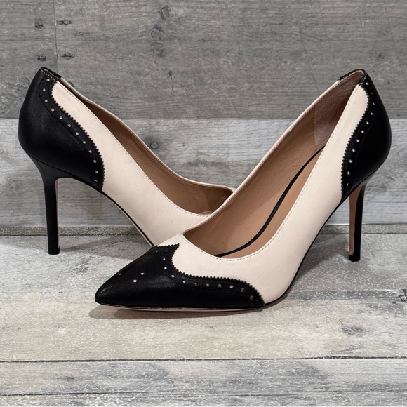 Ralph Lauren Shoes - Ralph Lauren Women's Lynden Pointed Nappa & Calfskin Pump - Soft White/Black - 7